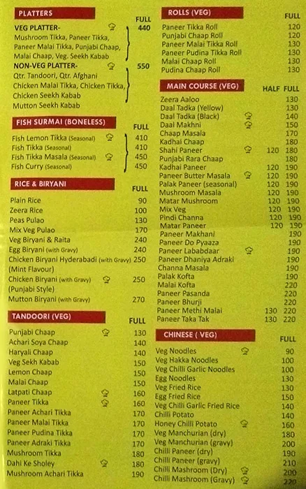 Tandoori King menu 