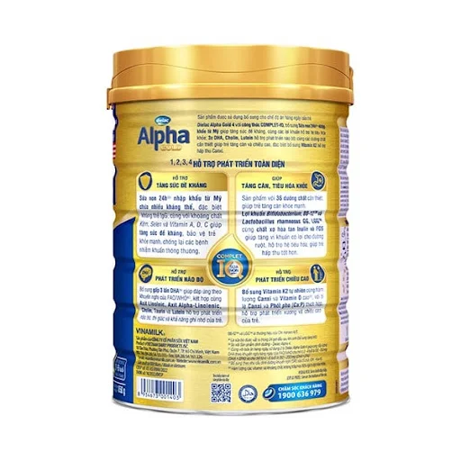 Sữa bột Vinamilk Dielac Alpha Gold 4 850g (cho trẻ 2-6 tuổi)