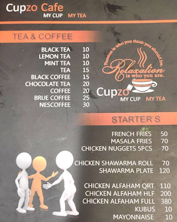 Cupzo Cafe menu 
