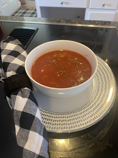 Delicious and hearty vegetable beef  soup!  I usually make a couple days after I cook a roast with potatoes and carrots.  These leftovers create a wonderful vegetable beef soup!  