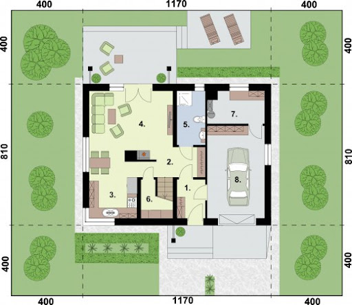 Trypolis 2 Eko - pompa ciepła i wentylacja mechaniczna - Rzut parteru