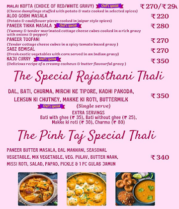 The Pink Taj menu 