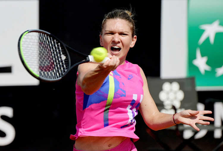 Romania's Simona Halep in action during her second round match against Italy's Jasmine Paolini in their WTA Premier 5 Italian Open match at Foro Italico, Rome, on September 16, 2020