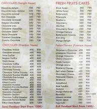 The Cake House menu 1