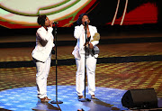  Qwabe Twins sing as they receive the Best Duo/Collaboration of the Year at the Basadi in Music Awards that were held at Joburg Theatre.
