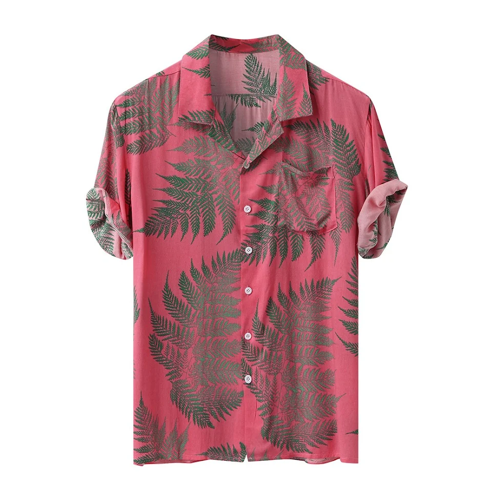 Men's Explosive Leaf Casual Shirt Hawaiian Scenery Men's Shirt