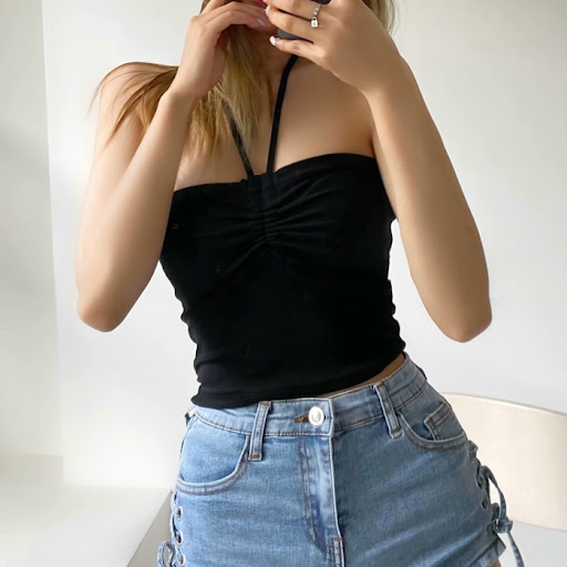 Title 7, Summer New Design Sense Blue Wrap Chest Top