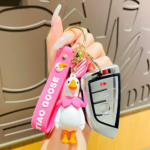 Title 3, Cute Cartoon Goose Keychain, Fashion Student Pe...