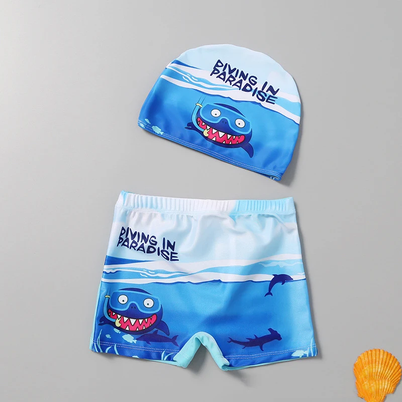 Ensemble de shorts de bain pour garçons, confortable, avec imprimé mignon. Maillot de bain enfant, parfait pour la plage et la piscine.