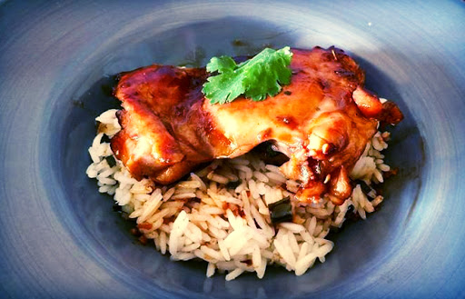 Chicken over seasoned rice