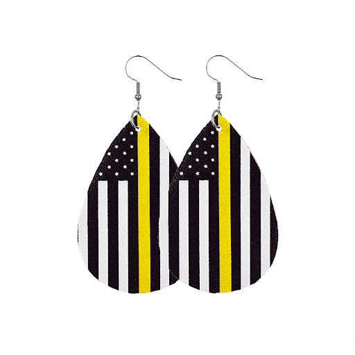 Title 19, Independence Day Leather Earrings with American...