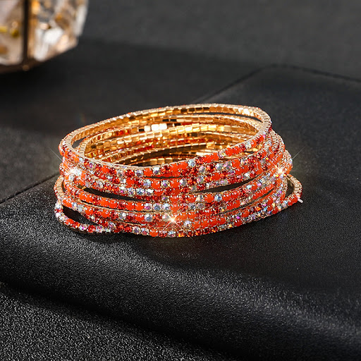 Title 21, Diamond-embedded Stretch Bracelet 2mm Single Ro...