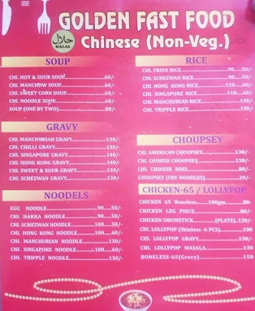 Golden Fast Food 65 menu 