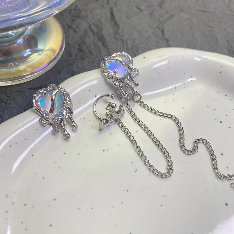 Diamond Studded Star Tassel Cold and Indifferent Earrings