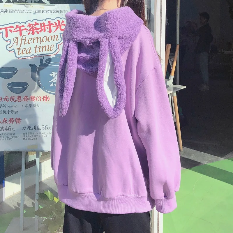 Sweat à capuche japonais avec oreilles de lapin mignonnes