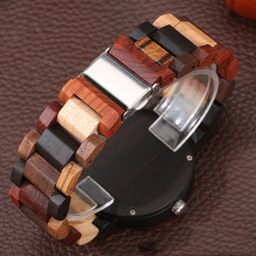 Title 1, Color Wood Grain Creative Geometric Mens Quart...