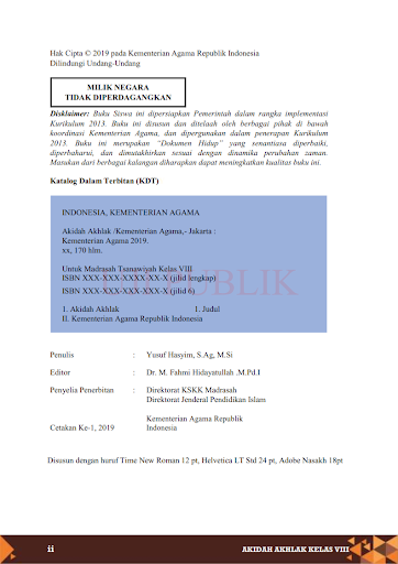 Buku Akidah MTs Versi 2019