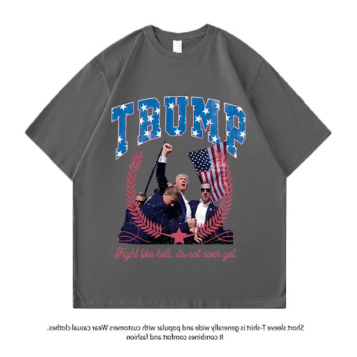 Title 4, American Trump Pattern Printed Loose Couple T-s...