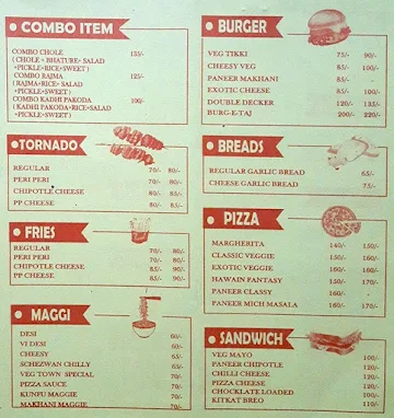 Vegtown menu 