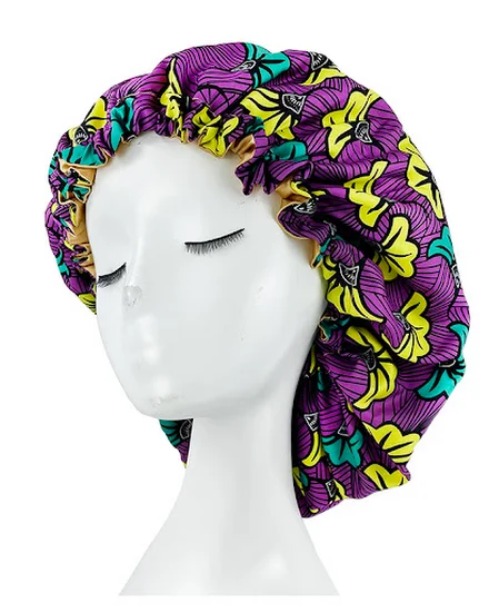 New Big Print Ankara Women Satin Bonnet Head Cover Silky ... - 2