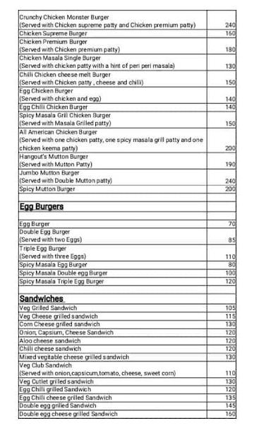 Burger Hangout menu 