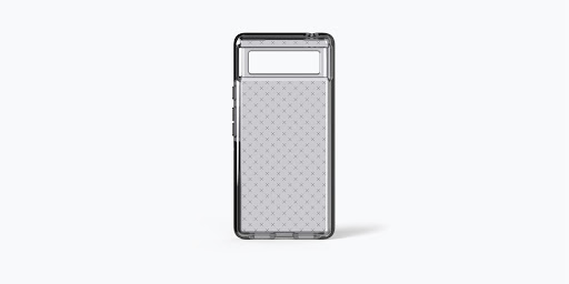 Rear Tech21 Evo Check Case for Pixel 6 in Smokey/Black with black buttons