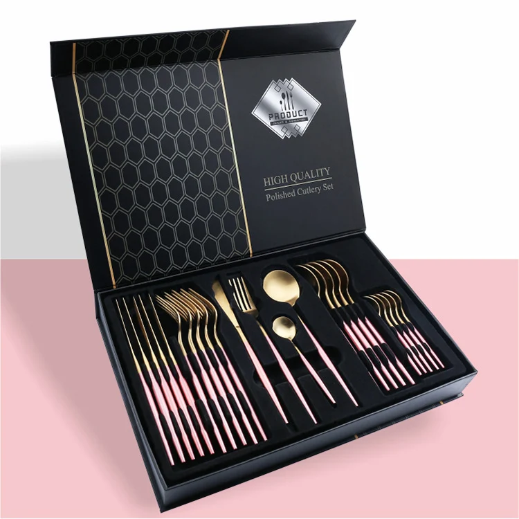 Coffret cadeau de 24 couteaux en acier inoxydable 304. Couteaux de cuisine durables et élégants pour une découpe précise.