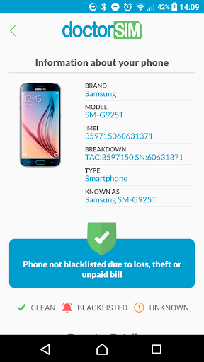 Screenshot IMEI Phone Checks - Blacklist