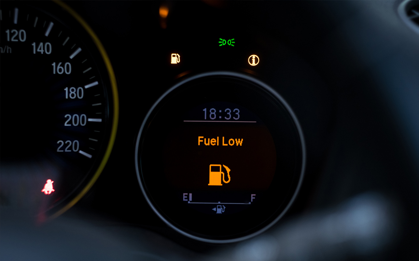 Weird Car rules: fuel meter showing low fue;