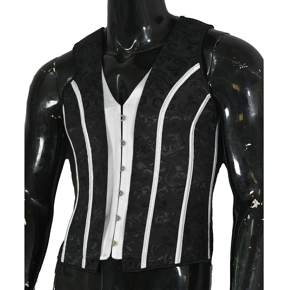 Gilet Classique Noir Jacquard de Luxe pour Homme – Amincissant et Sculptant, Effet Ventre Plat, Confort et Style