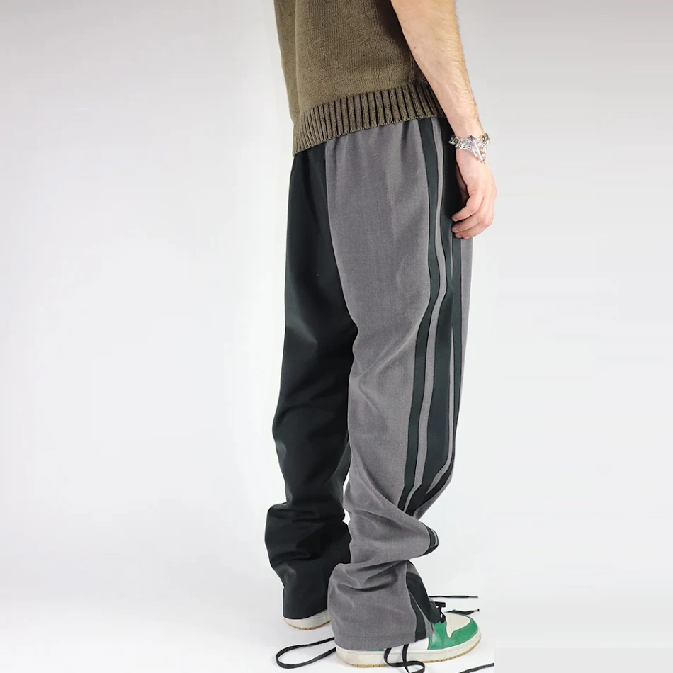 Striped retro color matching casual pants