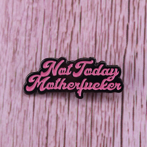 Title 3, Women Fighting Solid Color Slogan Brooch, an em...