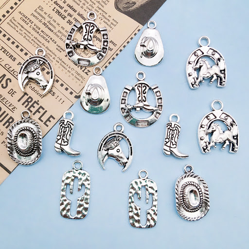 Title 7, Denim Series Tibetan Silver Alloy Pendant Handm...