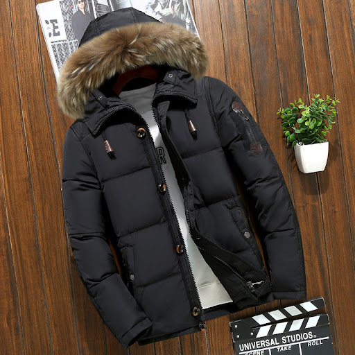 Title 7, Mens Down Jacket Korean Casual Solid Color Thi...