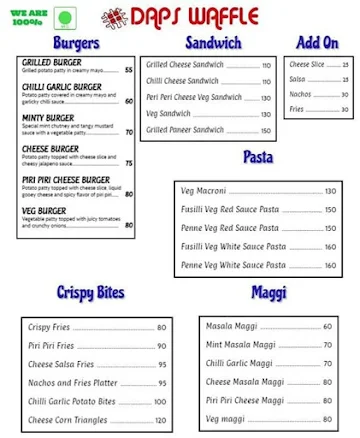 Daps Waffle & Restaurant menu 