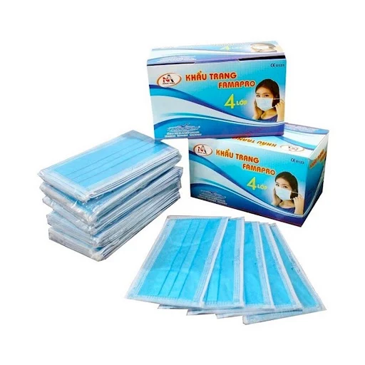 Khẩu trang y tế Famapro 4 lớp 50 cái/ Hộp - Xanh