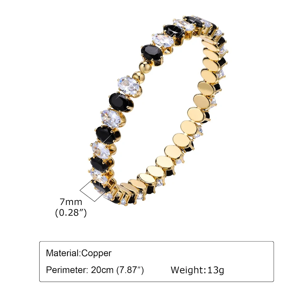 Mode damesarmband met kleurrijke ovale zirkonia, een stijlvol sieraad dat elke outfit verfraait en een vleugje elegantie toevoegt.