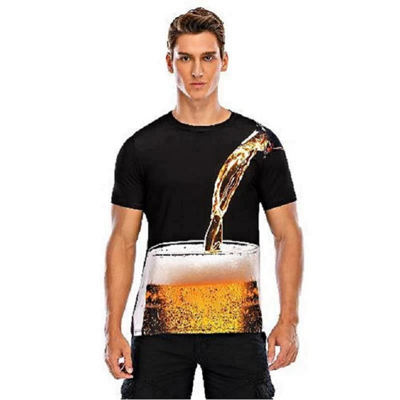 T-shirt da uomo casual con stampa 3D a manica corta, perfetto per un look moderno e confortevole. Traspirante e alla moda, ideale per l'uso quotidiano.
