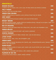 Sky Lounge menu 1