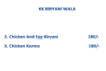 Kk Biryani Wala menu 