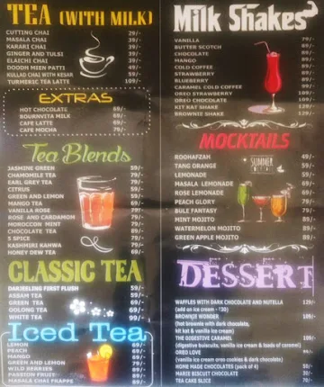 The Chai Story menu 