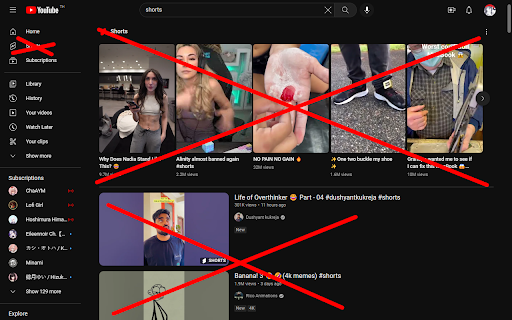 Hide Shorts for YouTube