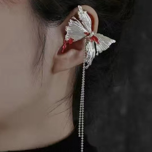 Title 3, Alloy Pleated Bloody Butterfly Earrings for a b...