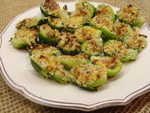 Baked Stuffed Brussels Sprouts with Bacon & Cheeses