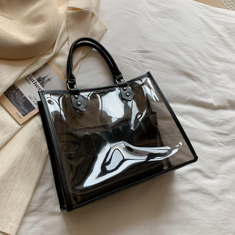 Bolso de hombro transparente de PVC creativo Gran capacidad Moda para llevar tus esenciales diarios con estilo y visibilidad.