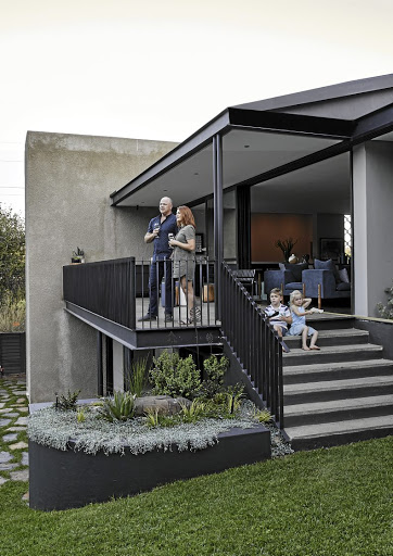 The van Gass family on their patio.