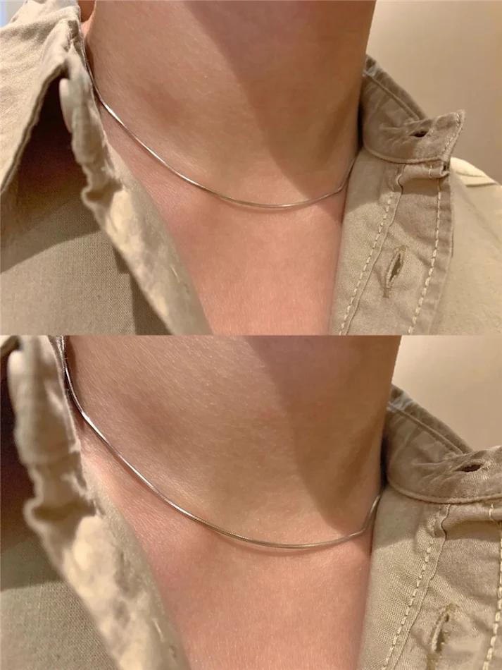 Collana donna minimalista a serpente quadrato Squisito gioiello per un look elegante e raffinato Design moderno e femminile Adatta ad ogni occasione
