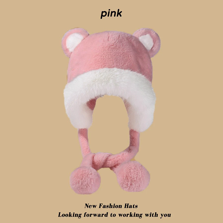 Chapeau en peluche en dentelle crème pour fille, nouvelle collection d'hiver