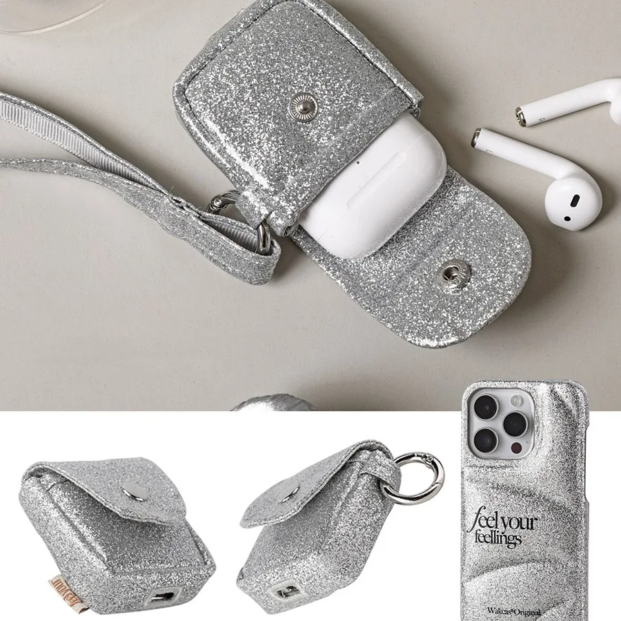 Eenvoudige en niche zilveren draadloze hoofdtelefoon case. Stijlvolle en eenvoudige bescherming voor je draadloze hoofdtelefoon. Houd je hoofdtelefoon veilig en stijlvol.