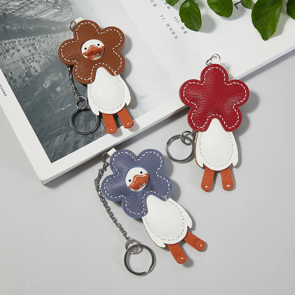Schattige Lederen Eendje Hanger Handgemaakt DIY Materialen Tas Sleutelhanger Ideaal voor Cadeau en Zelf Maken Leuk